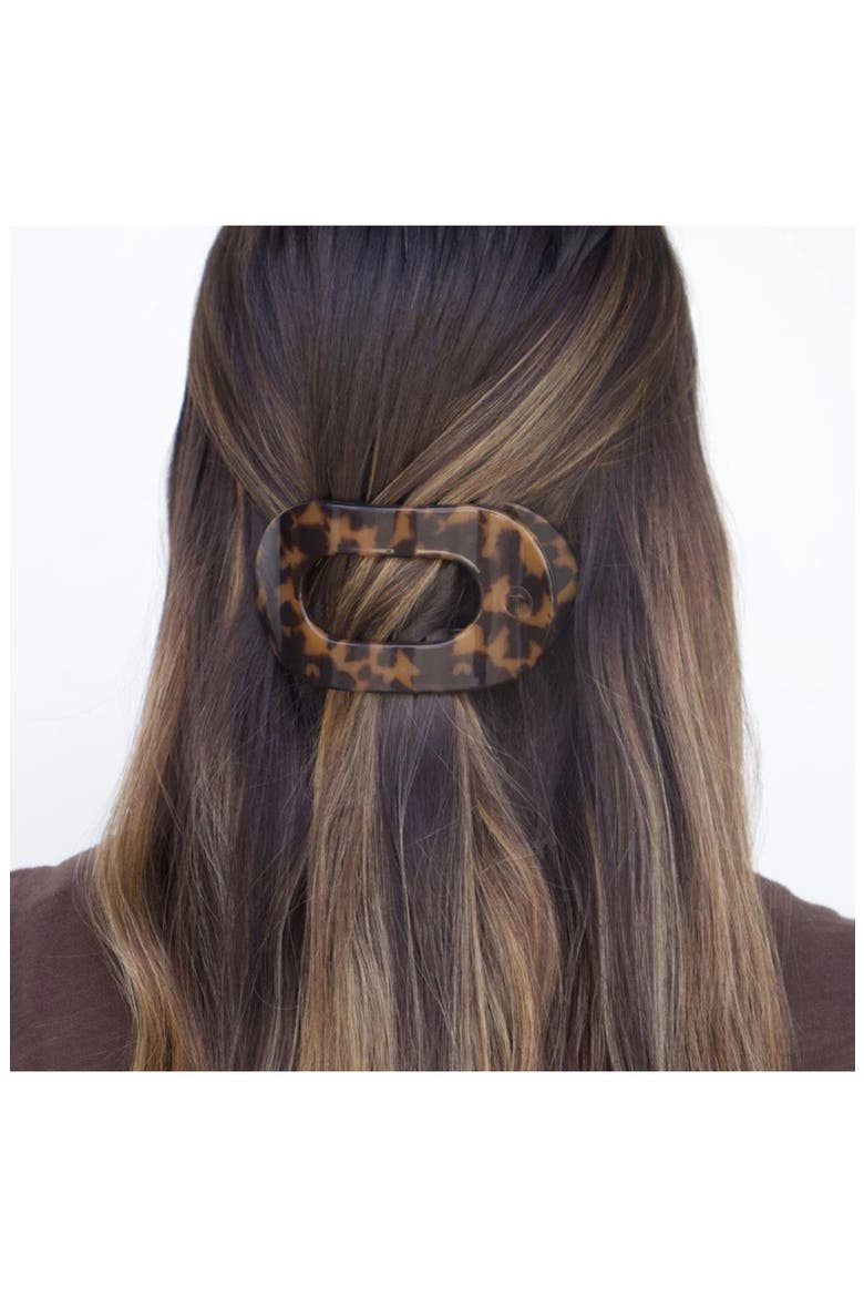 Medium Flat Round Hair Clip, Alternate, color, TORTOISE