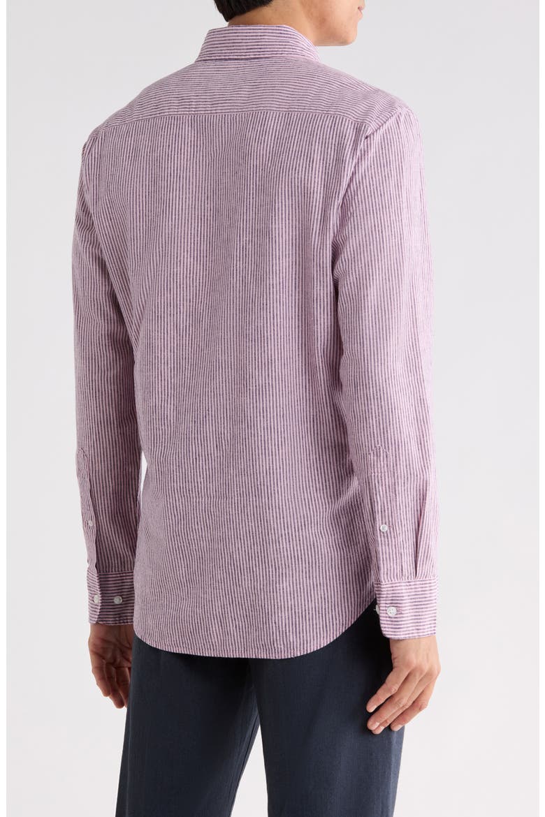 Striped Cotton and Linen Long Sleeve Shirt, Alternate, color, CHELSEA STRIPE C45