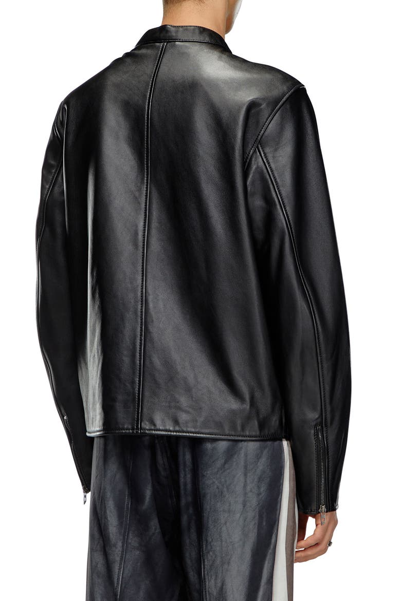 L-Carver Leather Moto Jacket, Alternate, color, DEEP/ BLACK