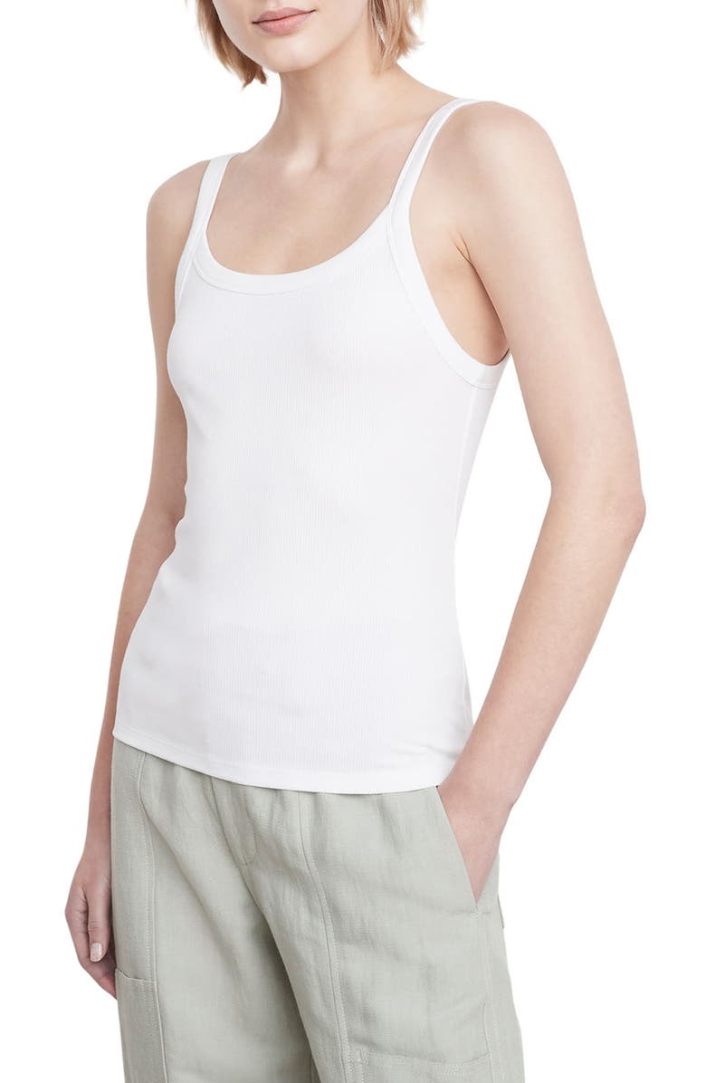 Vince Rib Scoop Neck Tank Top, Alternate, color, Optic White