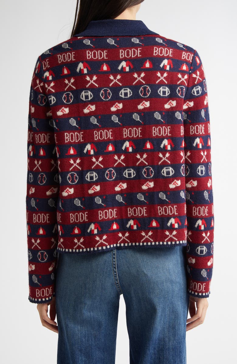 Bode Sporting Jacquard Baby Alpaca Cardigan, Alternate, color, 