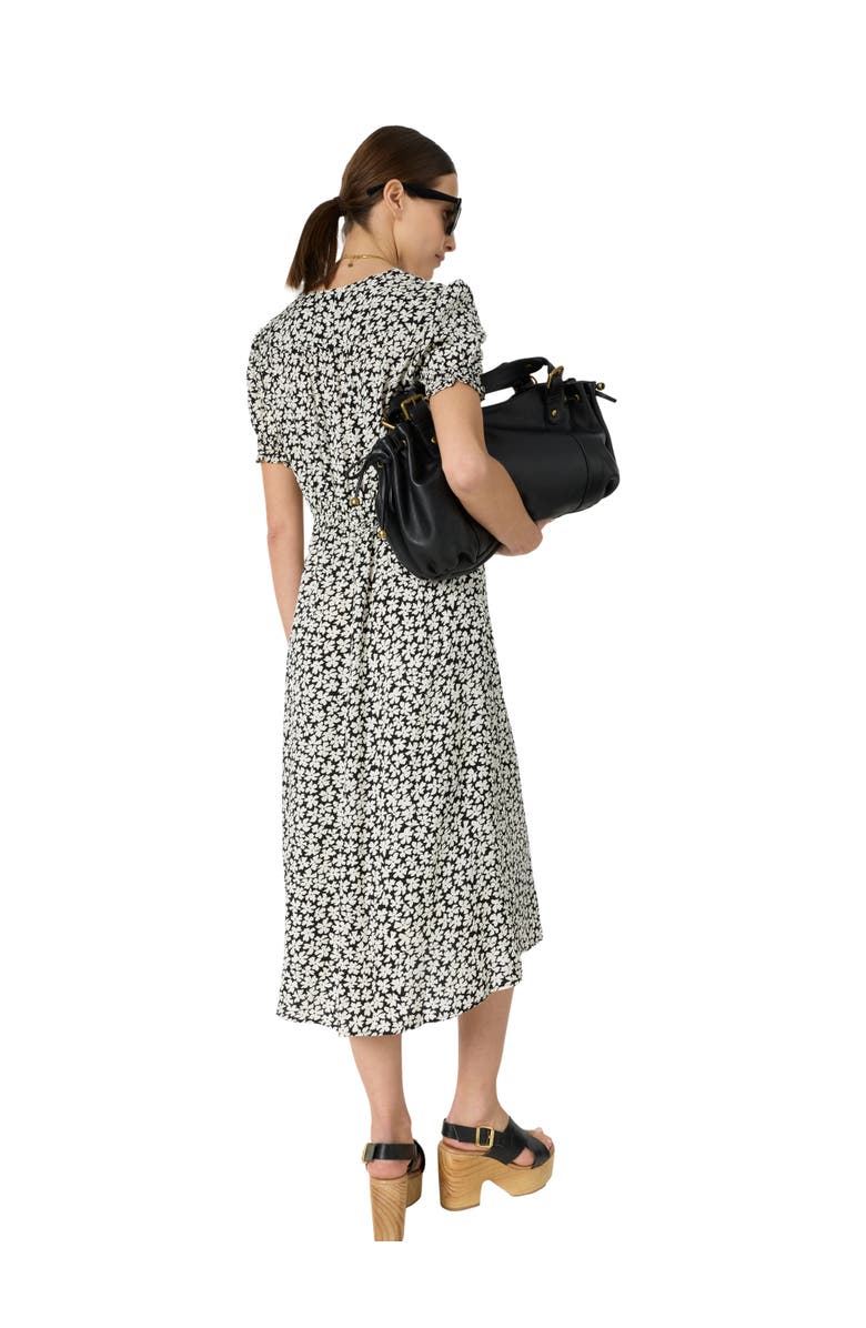 GERARD DAREL Rosi V-Neck Puff Sleeve Floral Dress, Alternate, color, Black