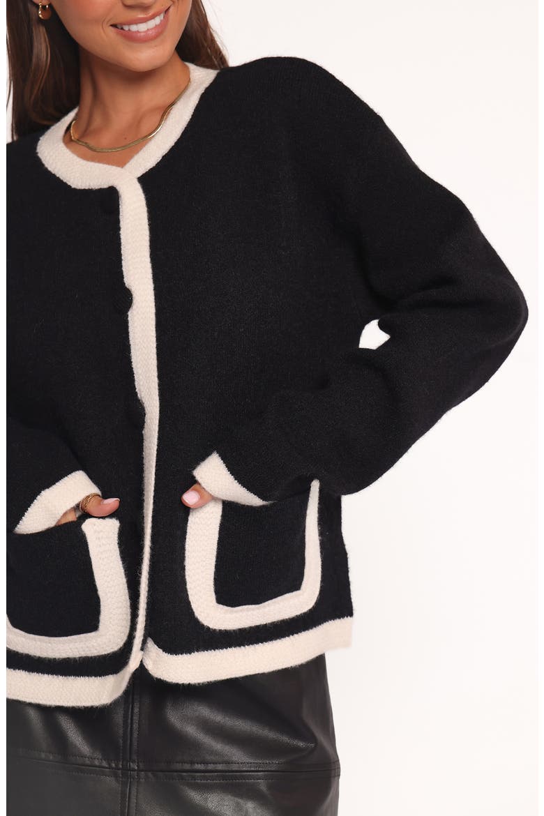 Orabelle Contrast Cardigan, Alternate, color, BLACK
