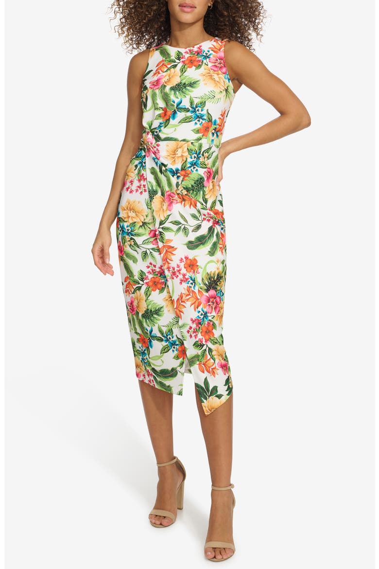 Print Crepe Scuba Body-Con Dress, Main, color, WHITE MULTI