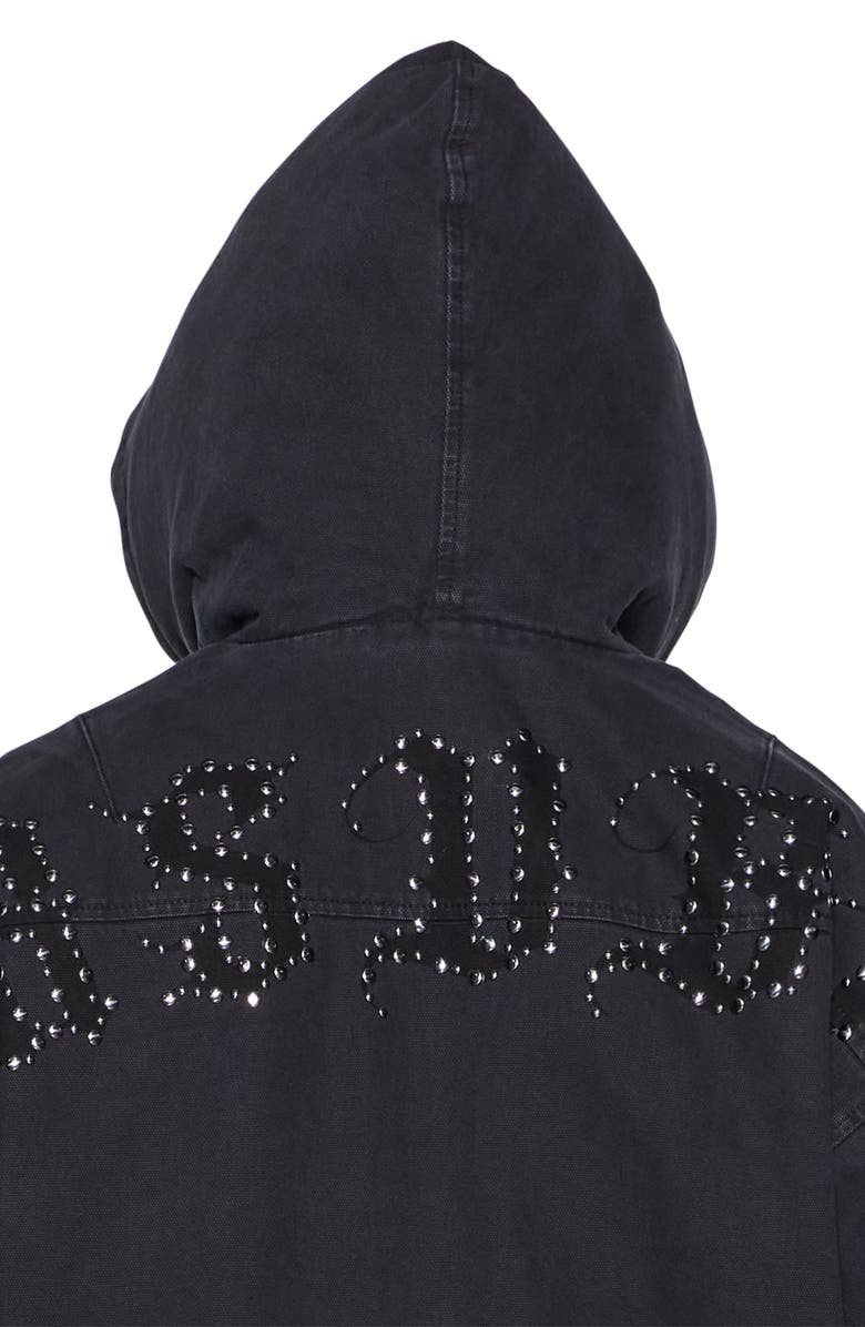 Ksubi Studded Logo Hooded Jacket, Alternate, color, Black