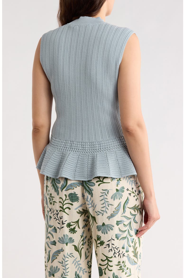 Pointelle Peplum Sweater Tank, Alternate, color, BLUE FOG