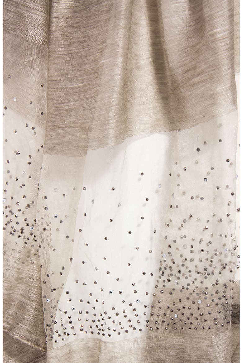 Crystal Embellished Silk & Wool Scarf, Main, color, BEIGE