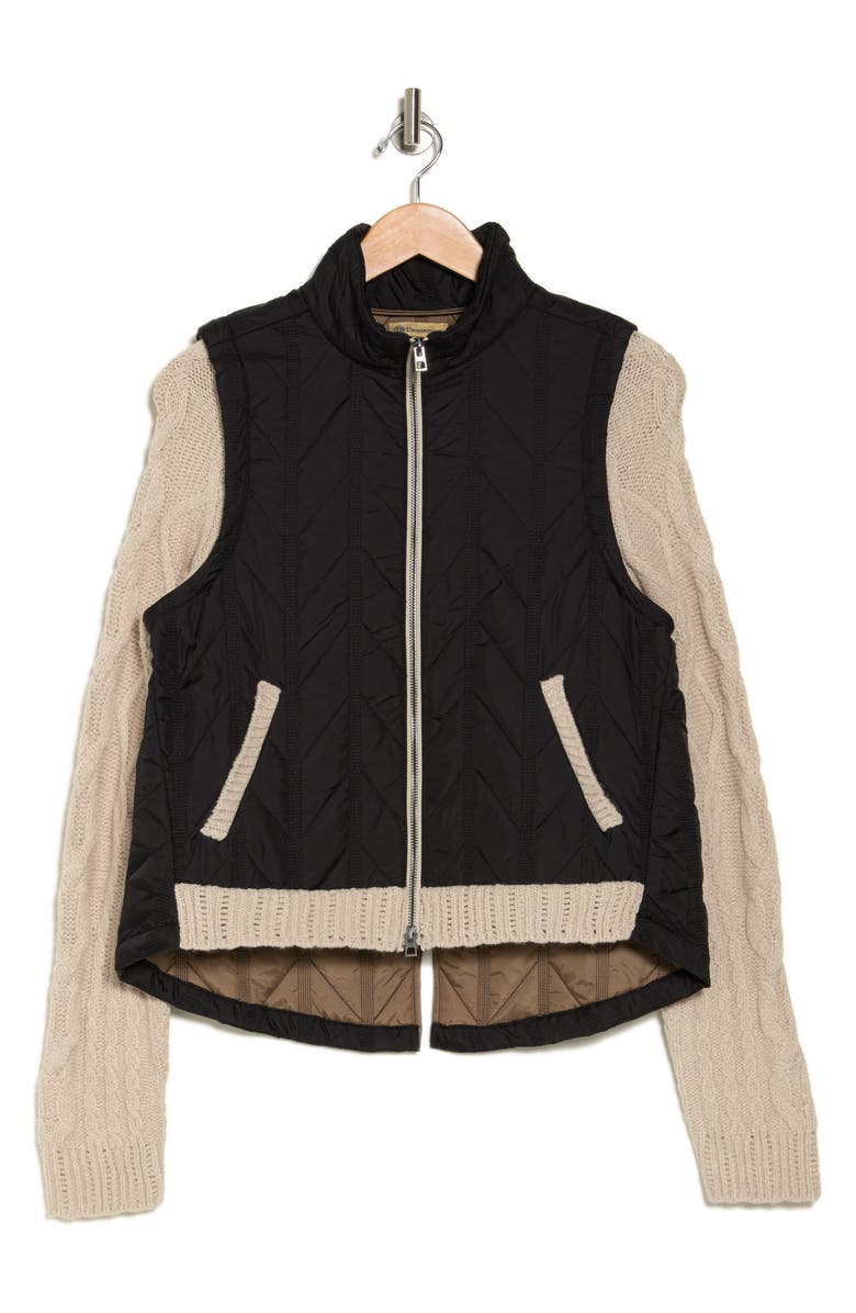 Democracy Mock Neck Quilted Two-Fer Jacket, Alternate, color, Black Stone