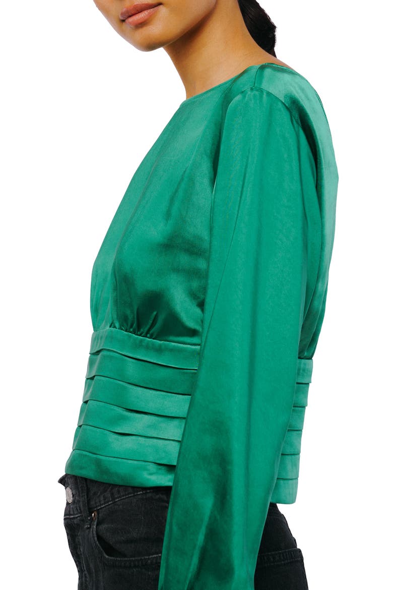 Fosi Satin Top, Alternate, color, GREEN
