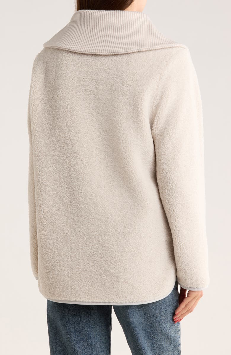 Michael Kors Zip Fleece Jacket, Alternate, color, Ivory/ Carbon Grey