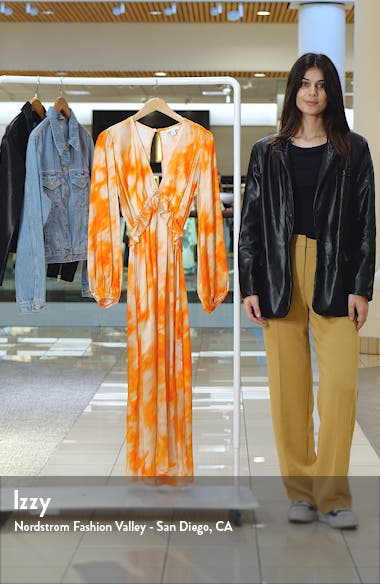 Topshop Riviera Tie Dye Long Sleeve Satin Dress (Women) | Nordstromrack