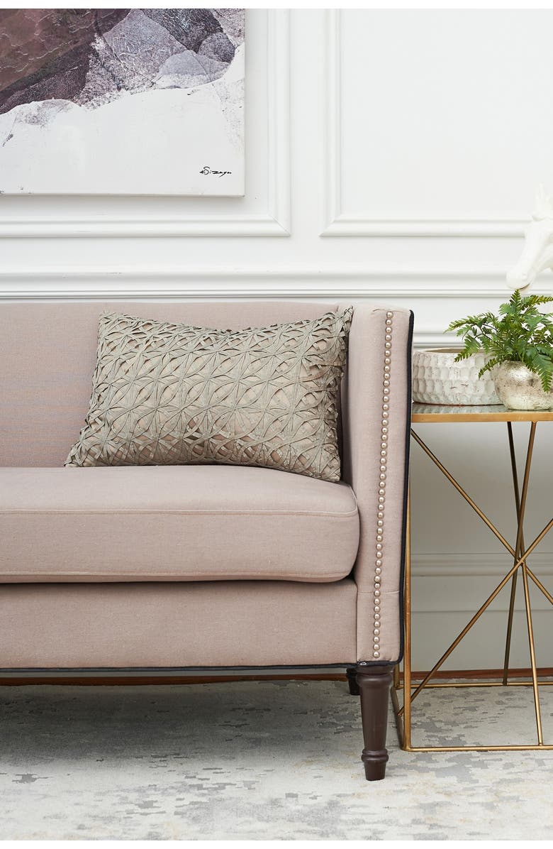 ELISABETH YORK Ribbon Mesh Solid Sandstone Tan Polyester Decor Throw Pillow, 14" x 22", Alternate, color, Beige