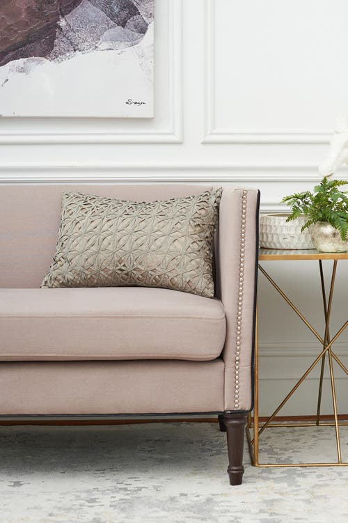 Elisabeth York Ribbon Mesh Solid Sandstone Tan Polyester Decor Throw Pillow, 14" X 22" In Neutral