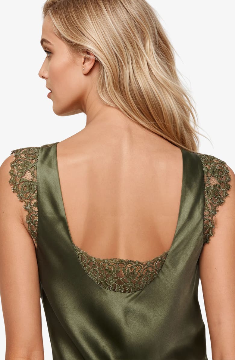 CAMI NYC Mabyn Lace Trim Silk Midi Dress, Alternate, color,