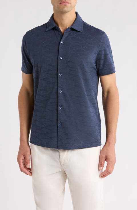 Graham Short Sleeve Sleeve Knit Button-Up Shirt