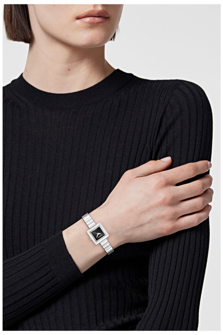 V-Square Petite Bracelet Watch, Alternate, color, STEEL