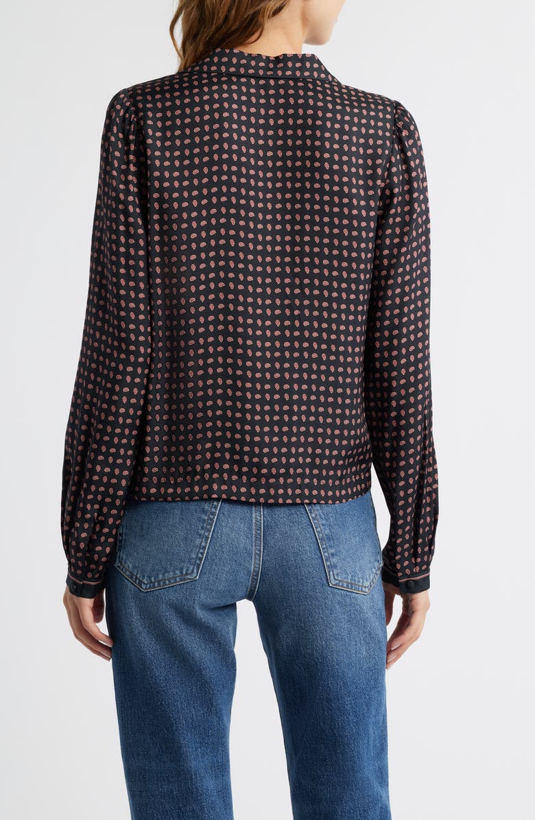 DÔEN Juliana Paisley Print Silk Blend Button-Up Shirt, Alternate, color, Cardinale Foulard