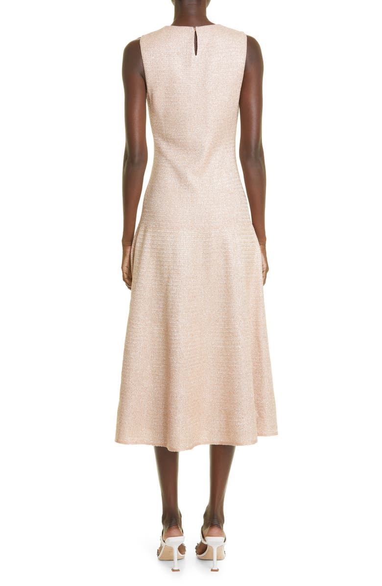 St. John Evening Metallic Knit Sleeveless Midi Dress, Alternate, color, 