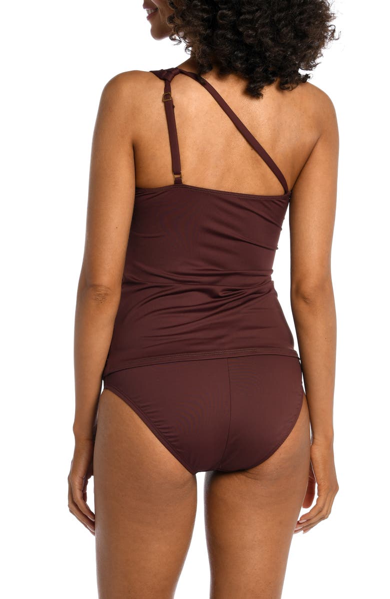 La Blanca Island Goddess Ruched One-Shoulder Tankini Top, Alternate, color, Java