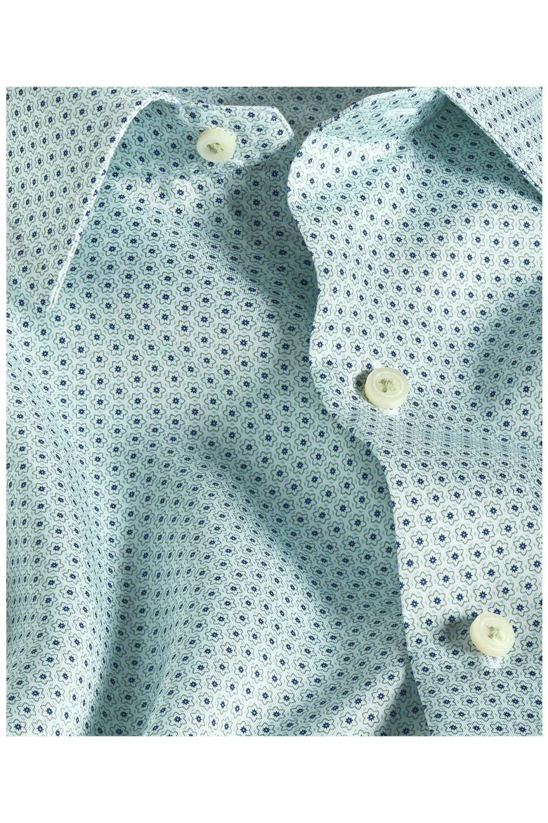 Floral Print Short Sleeve Shirt, Alternate, color, WHITE/ GREEN
