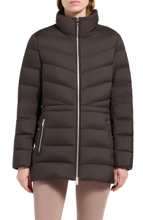 Moose Knuckles Belle Cote Genuine Shearling Collar Water Repellent 800 Fill Power Down Puffer Jacket In Brown