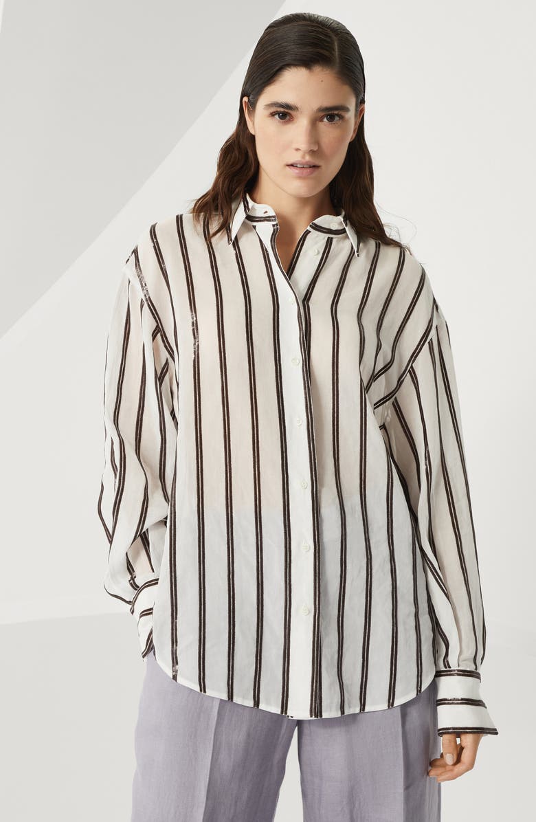 Brunello Cucinelli Dazzling Embroidery shirt, Alternate, color, 