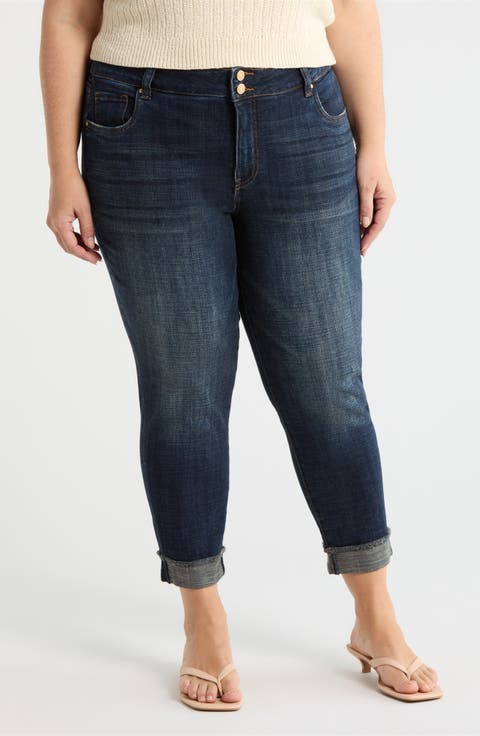 Amy Frayed Crop Slim Straight Leg Jeans (Deserving)
