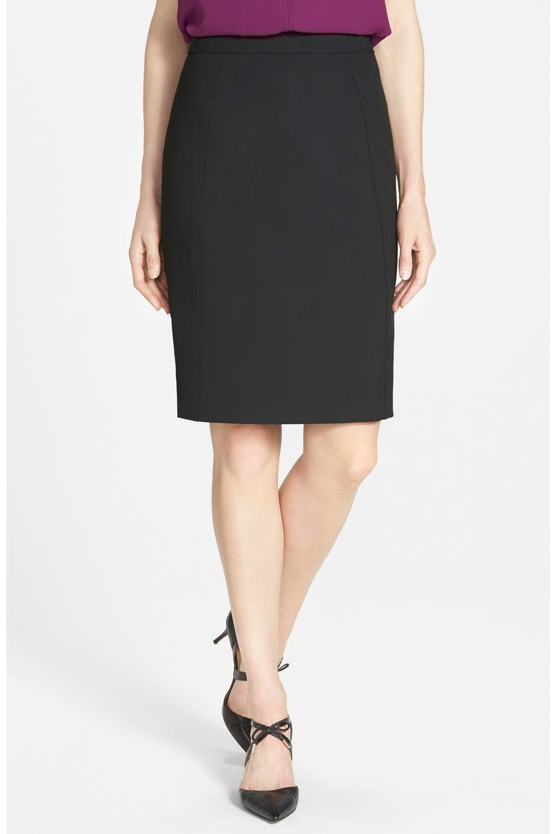Seamed Pencil Skirt, Main, color, BLACK