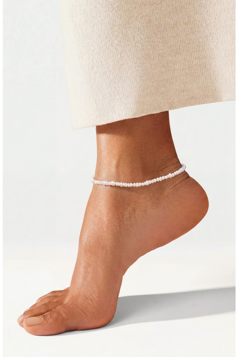 Keshi Freshwater Pearl Anklet, Alternate, color, WHITE
