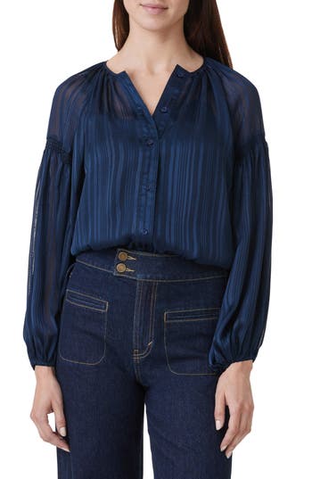 Habitual Stripe Button-up Top In Blue