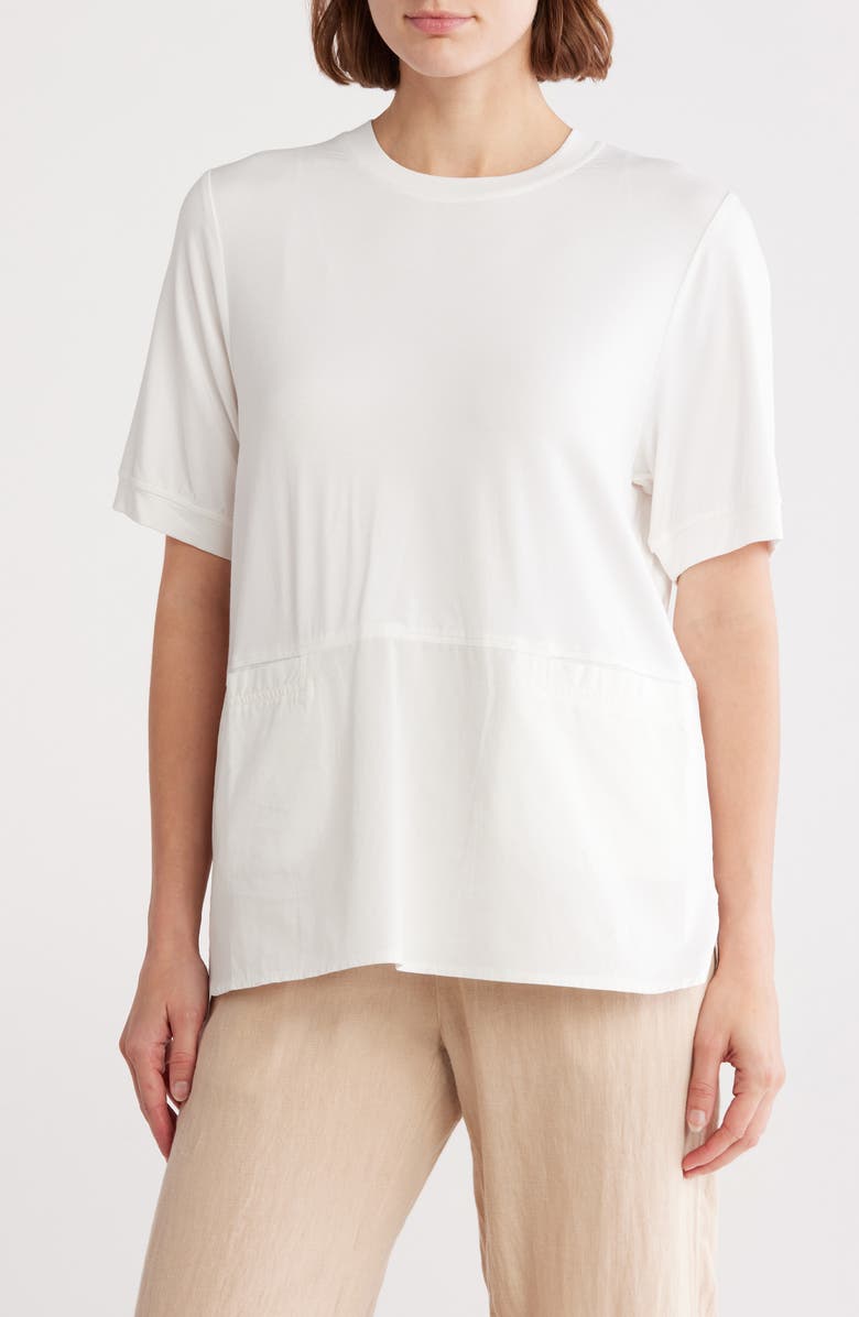 PATRIZIA LUCA Mixed Media T-Shirt, Main, color, White