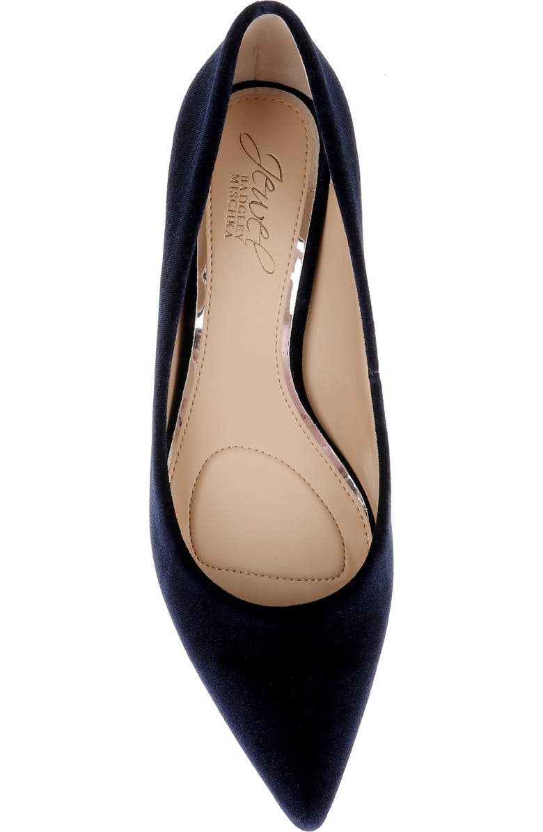 Jewel Badgley Mischka Enola Pointed Toe Kitten Heel Pump, Alternate, color, Navy Velvet