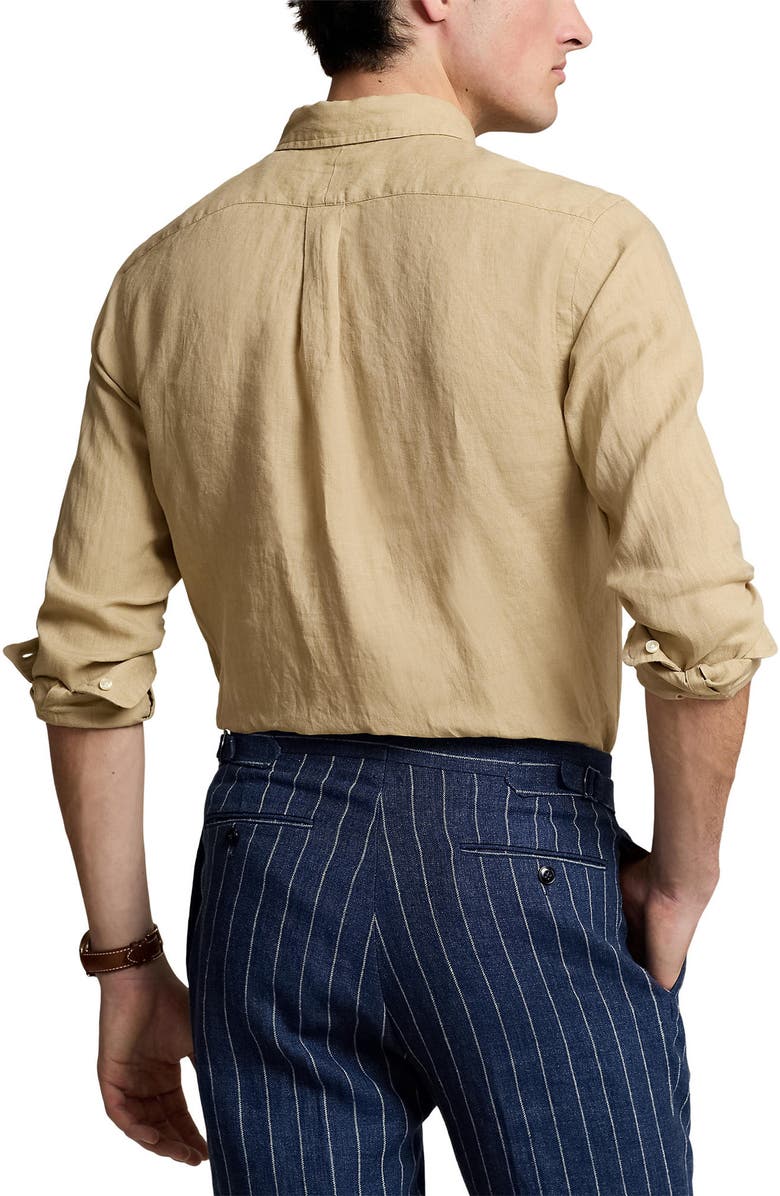 Polo Ralph Lauren Piece Dye Linen Button-Down Shirt, Alternate, color, 