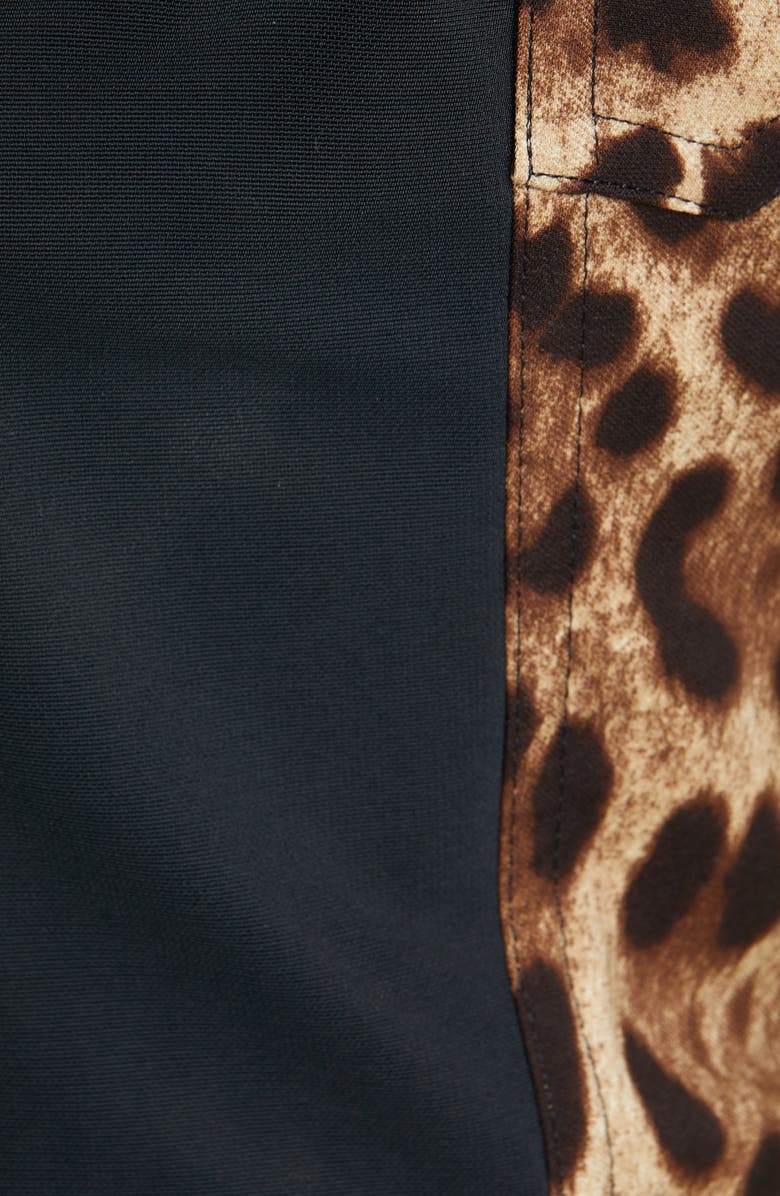 Dolce&Gabbana Leopard Print Silk Blend Charmeuse Bustier Top, Alternate, color, Light Brown Print