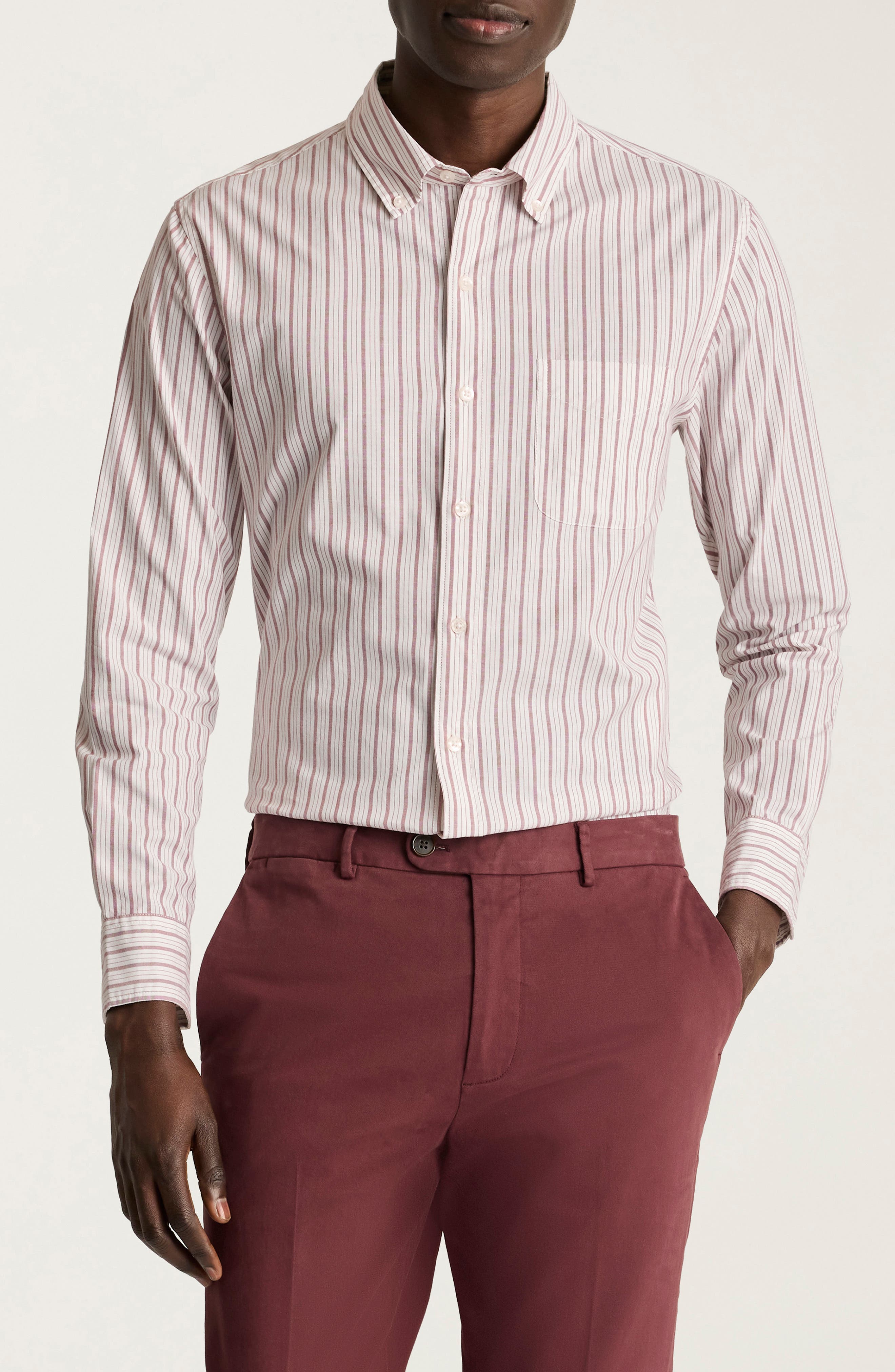 Everyday Slim Fit Stripe Stretch Cotton Button-Down Shirt