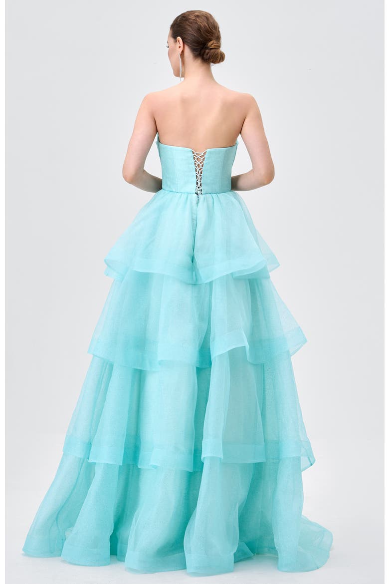 Tiff Strapless Tiered Ball Gown, Alternate, color, MINT