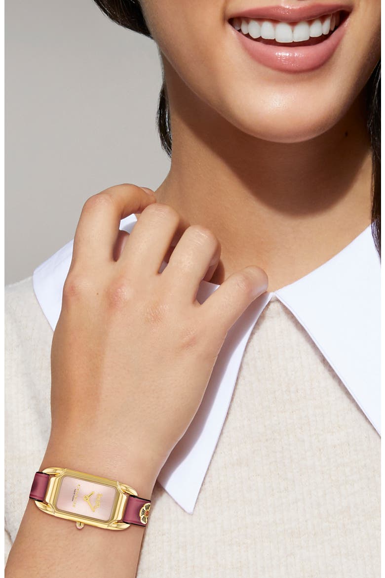 Cadie Leather Strap Watch, 17.5mm, Alternate, color, BLUSH