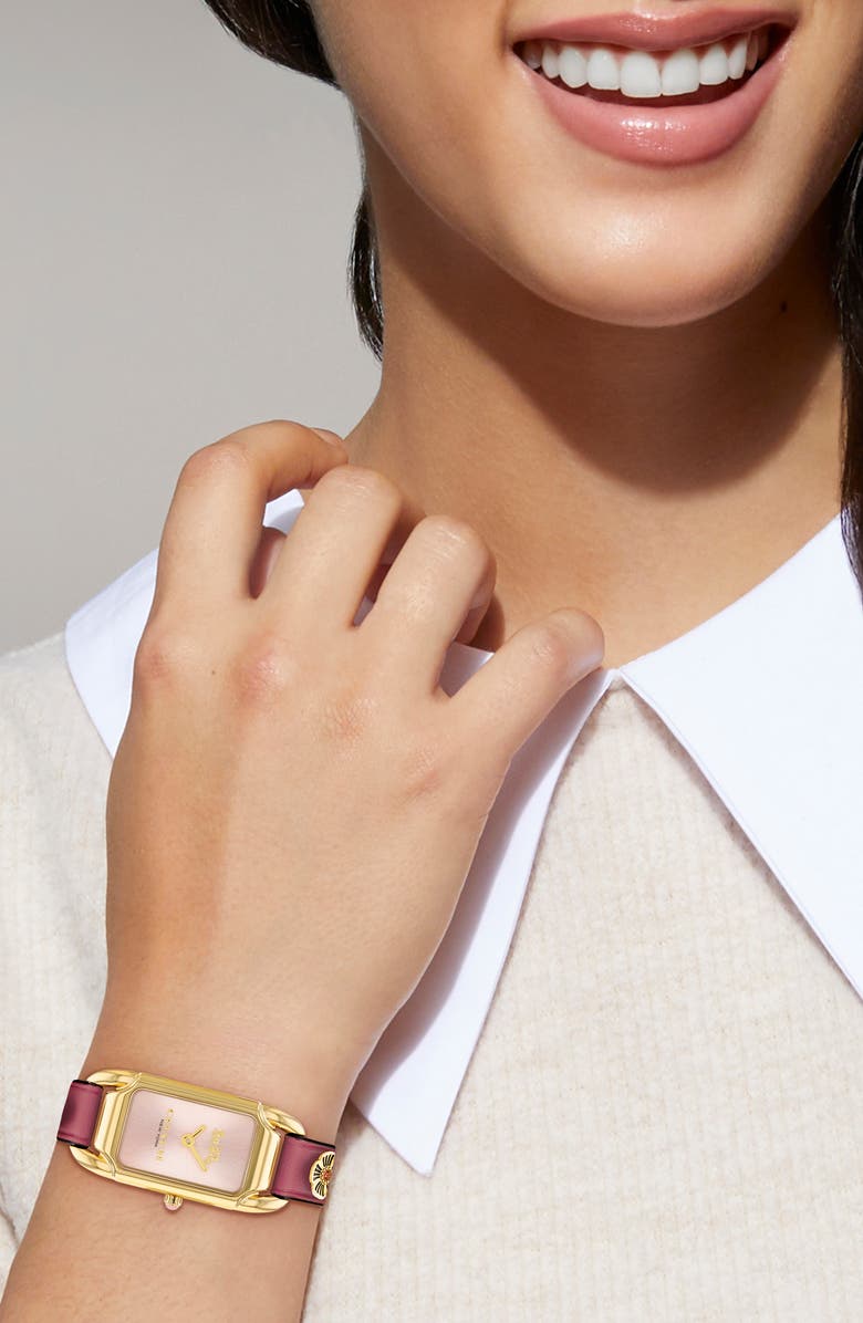 COACH Cadie Leather Strap Watch, 17.5mm, Alternate, color, 