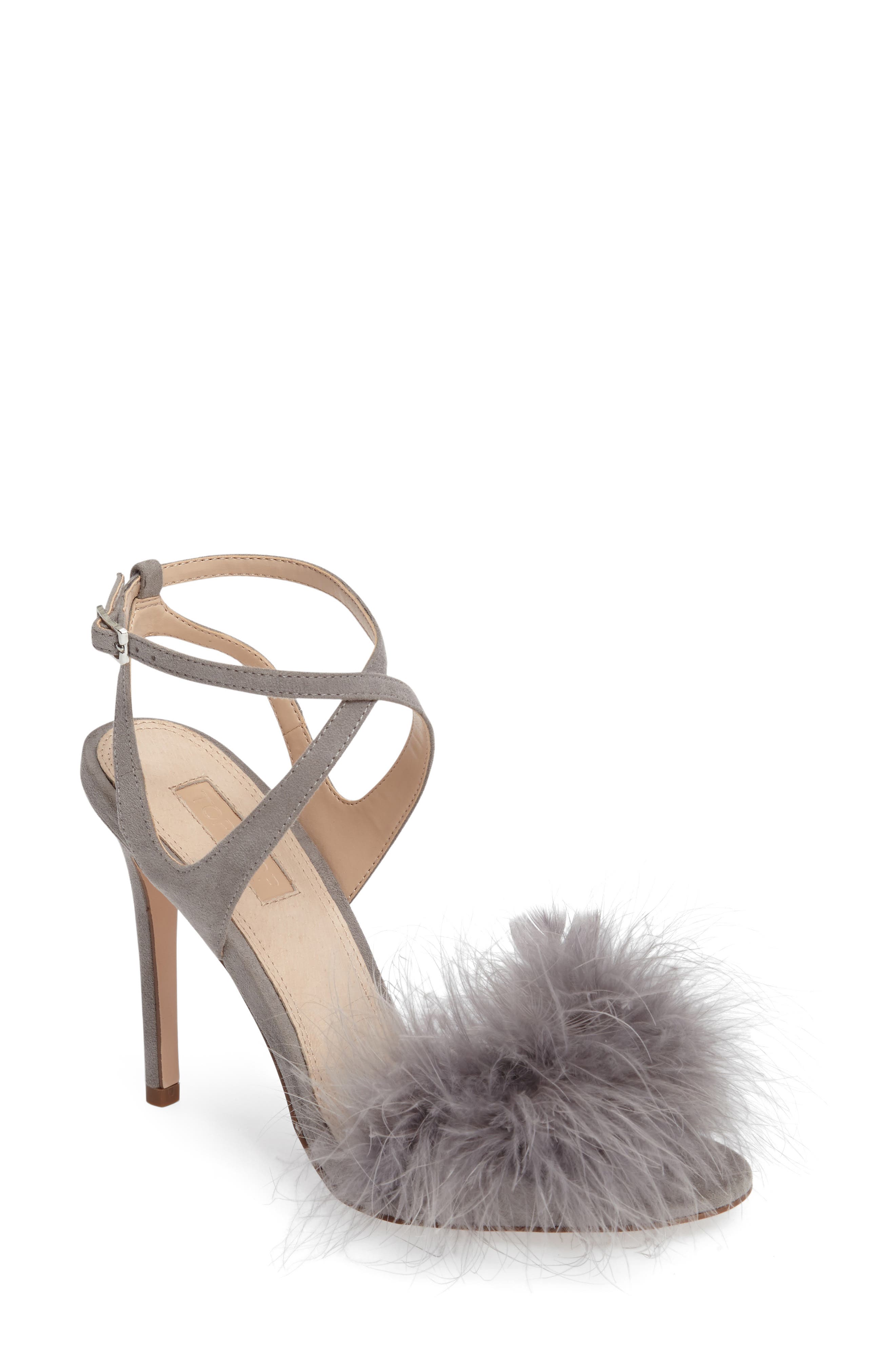 Topshop Reine Feathered Sandal, Main, color, 