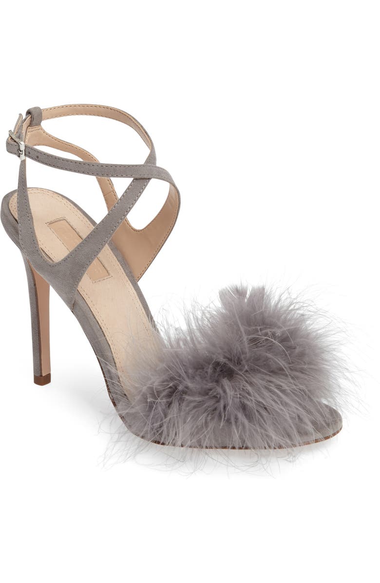 Topshop Reine Feathered Sandal, Main, color,