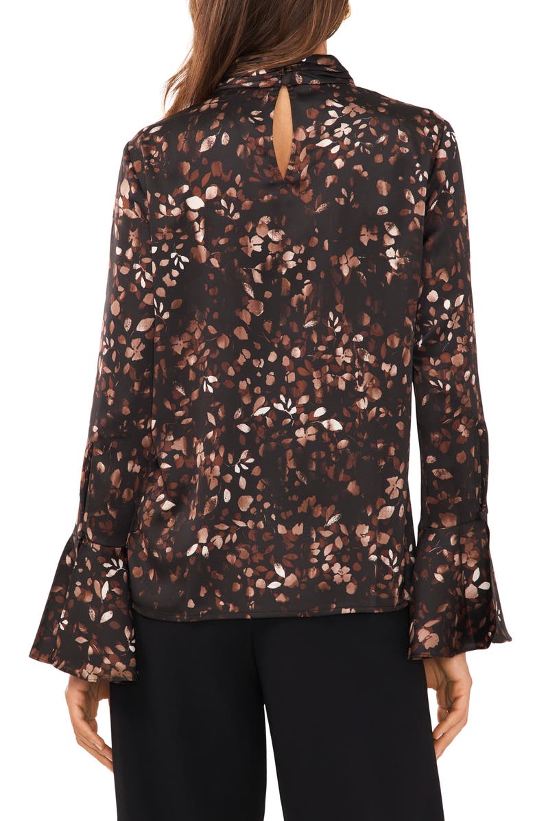 Halogen<sup>®</sup> Floral Bell Cuff Mock Neck Blouse, Alternate, color, 