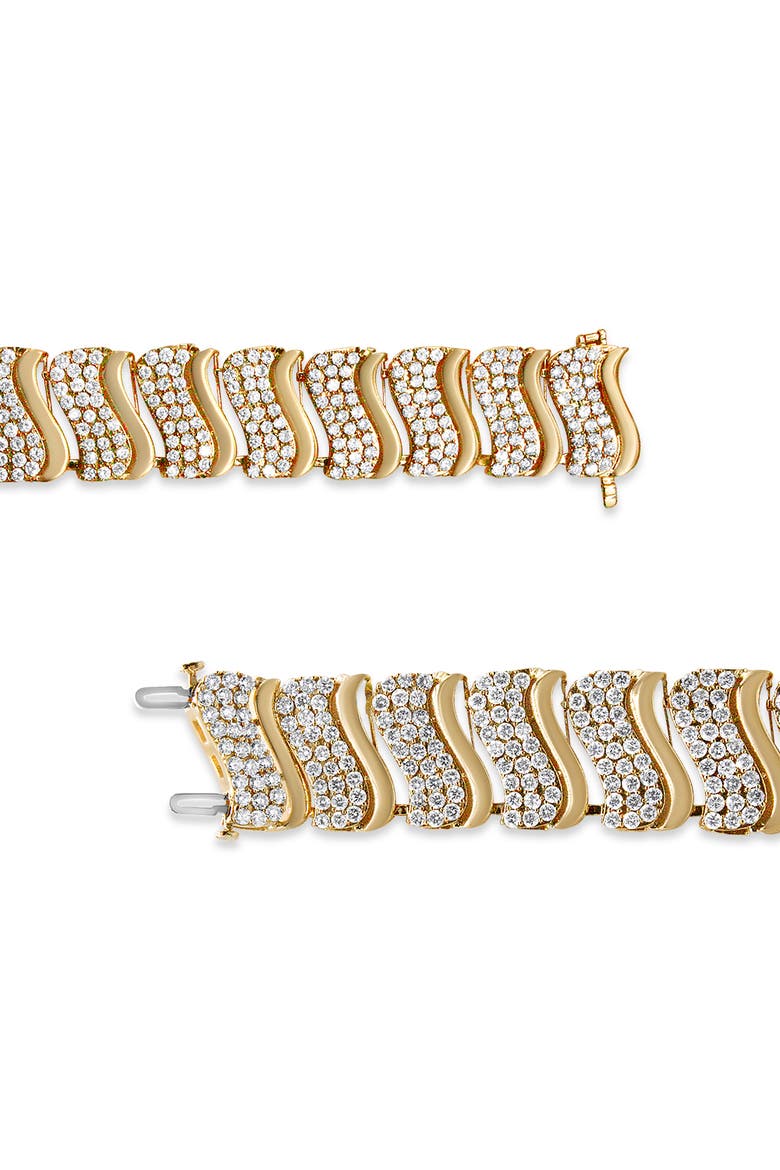 14K Yellow Gold 15.0 Cttw Diamond Chevron Wave 7.25" Inch Link Bracelet, Alternate, color, Yellow Gold