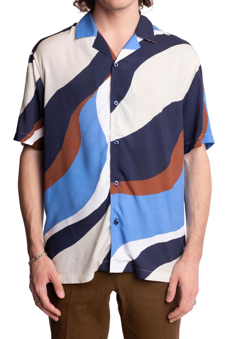Camp Shirt, Main, color, BLUE BROWN WHITE SWIRLS