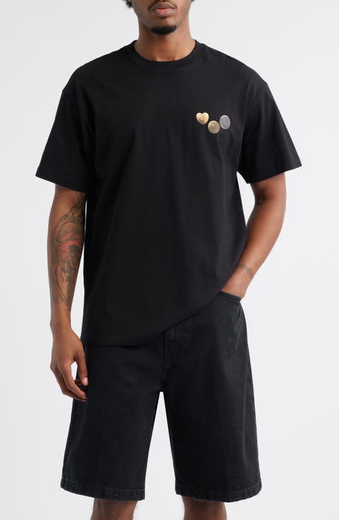 Oversize Button Graphic T-Shirt
