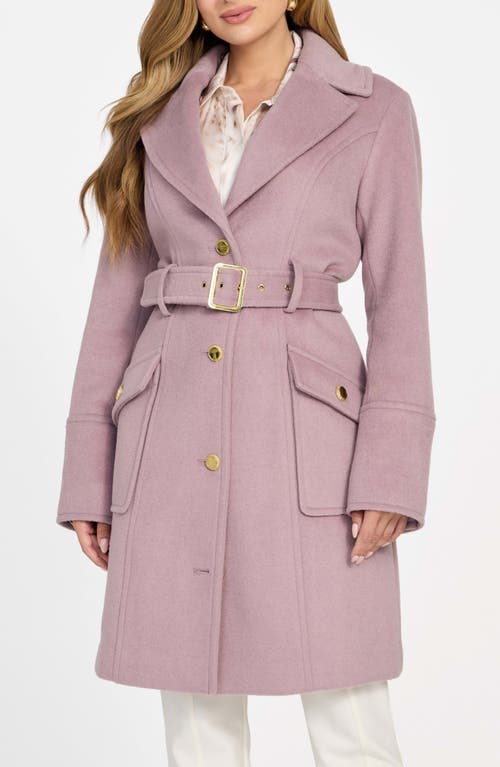 Marciano Alice Belted Coat With Removable Faux Fur Collar In Purple