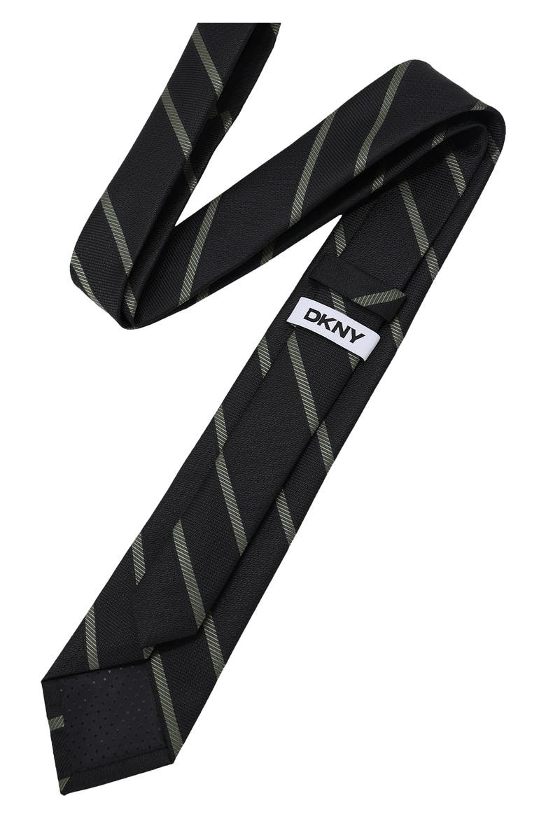 Textured Striped Tie, Alternate, color, BLACK/ OLIVE