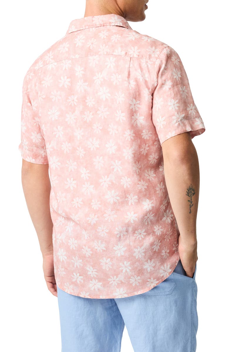 Rodd & Gunn Belleknowes Original Fit Floral Short Sleeve Linen Button-Up Shirt, Alternate, color, Flamingo