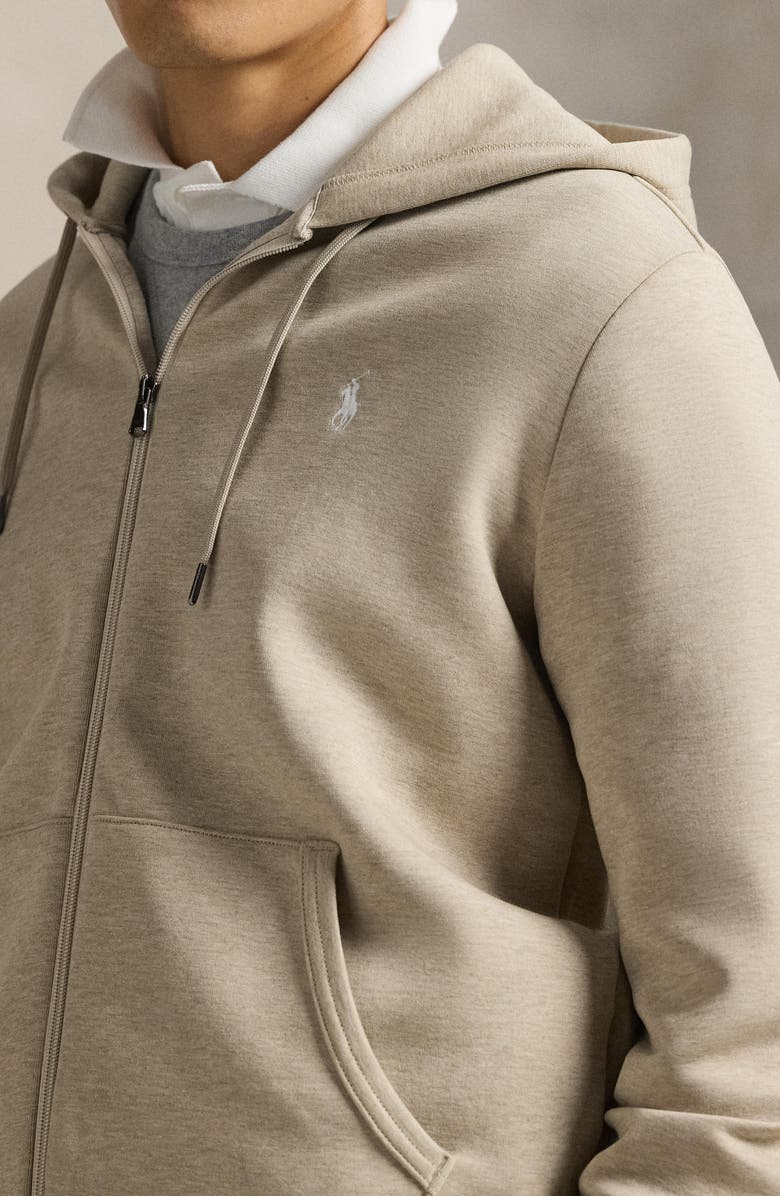 Polo Ralph Lauren Double Knit Zip Hoodie, Alternate, color, Tuscan Beige Heather