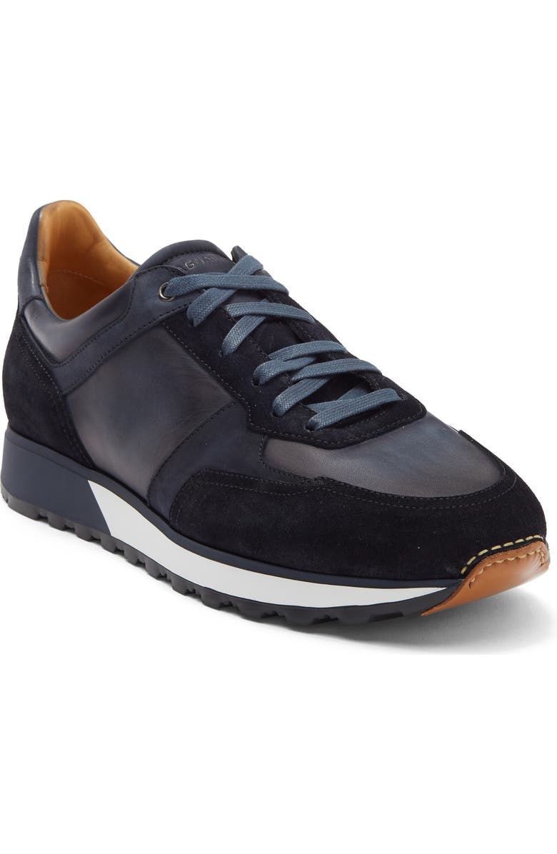 Magnanni Mixed Media Sneaker, Main, color, Navy