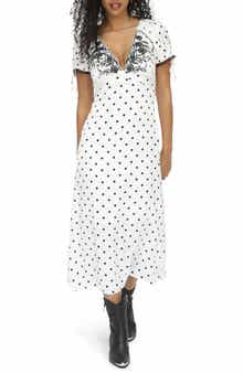 Belle & Bloom You and I Polka Dot Midi Dress